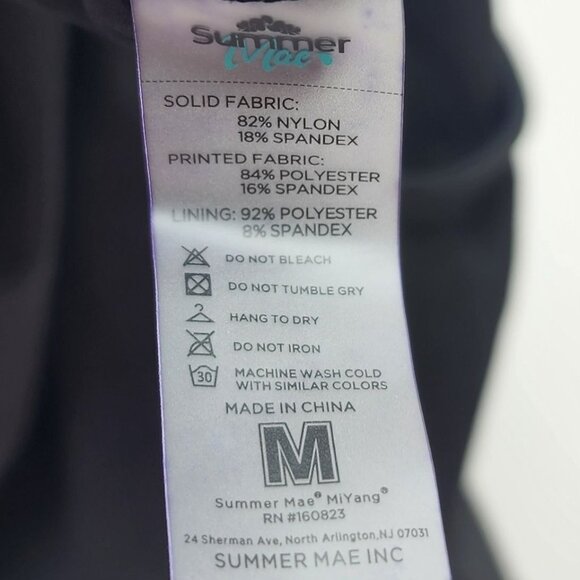 Summer Mae Black Ruched Side One Piece Swimsuit Size M Adjustable Drawstring - Picture 3 of 9